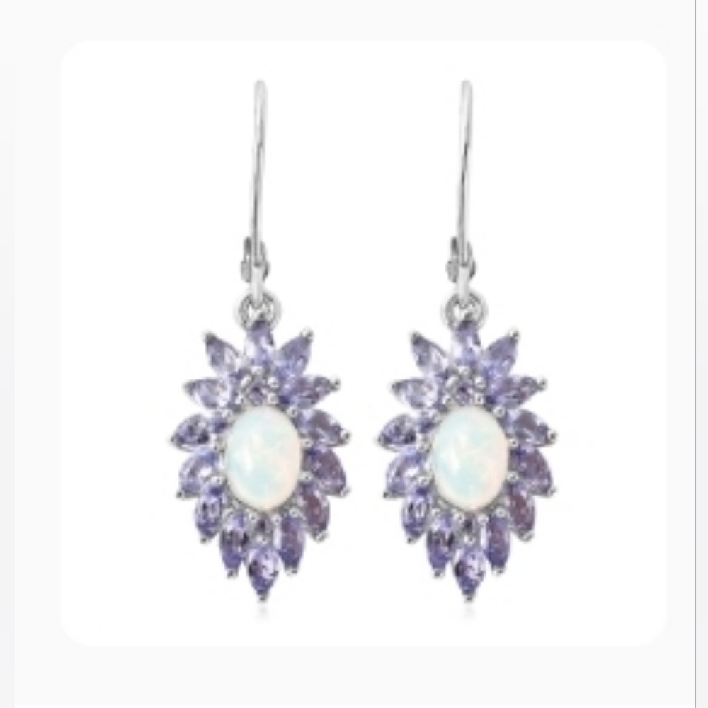 🆕️ Welo Ethiopian Opal with 3.60ctw  Blue Tanzanite Rhodium Over 925 Earrings